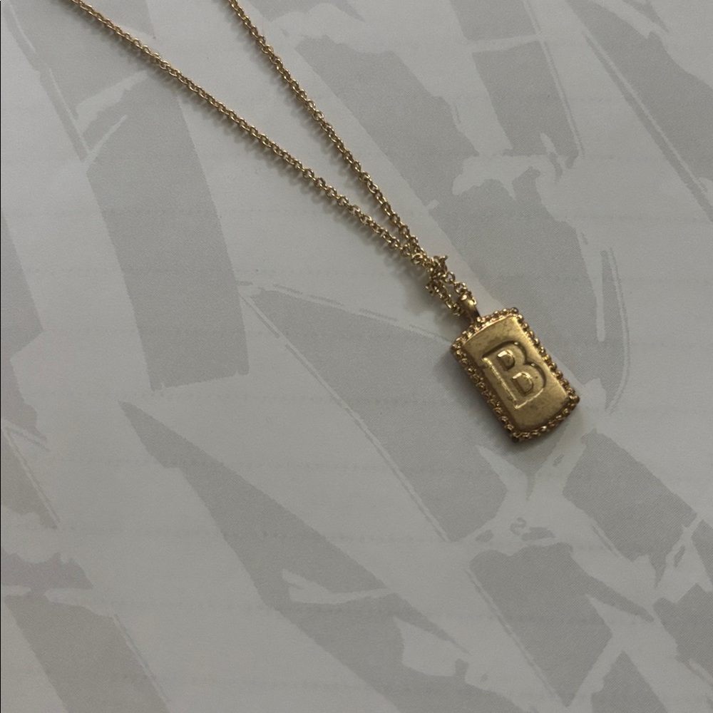 Gold Initial Pendant Necklace • Letter “B”